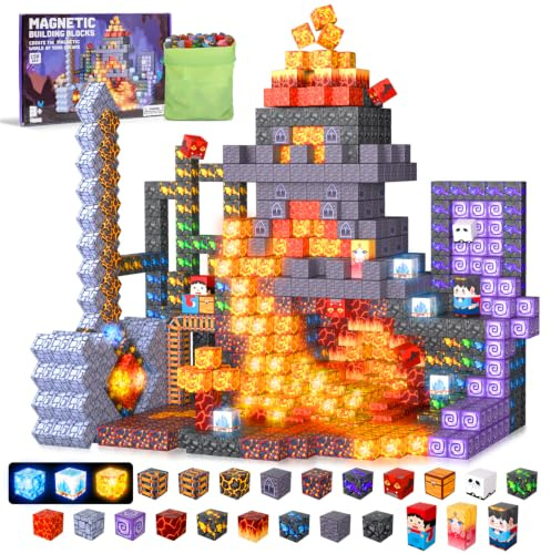 ACELIFE Magnetische Bausteine 150 Stück mit Beleuchtung, Magnetspielzeug Kreatives STEM Magnetic Building Blocks Spielzeug Geschenke für Kinder Jungen und Mädchen 3 4 5 6 7 8 Jahren