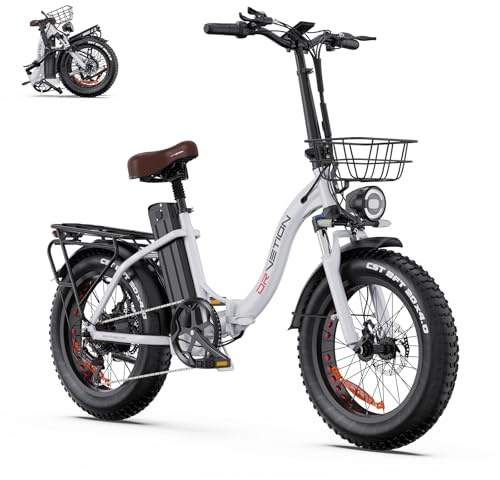 Drvetion E-Bike klapprad tieferm einstieg Unisex 20 Fat Tires 48V 20AH/15AH herausnehmbarer Akku Höchstgeschwindigkeit 25 km/h Reichweite 130 km (Weiß, 48V/15AH)