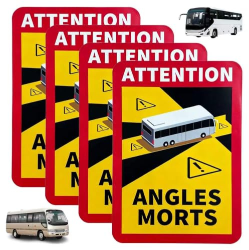 4 Stück Magnetische Toter-Winkel-Aufkleber 25x17 Cm | Angles Morts Schilder Mit UV-Schutz für Wohnmobil, Bus & Wohnwagen
