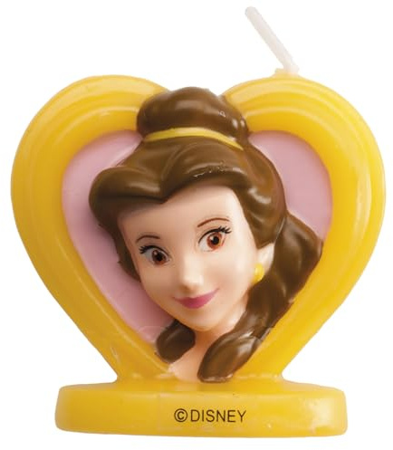 dekora - Geburtstagskerze Kuchen Belle 3D 5,5 cm | Belle Kerze mit Basis, Prinzessin Tortendeko Geburtstag, Lebensmittelecht