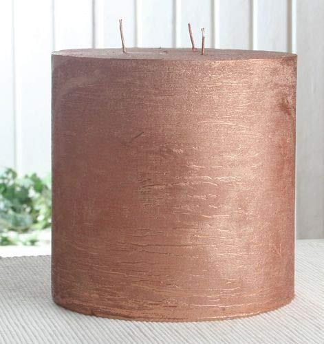 CandleCorner Rustik-Kerzen - Rustik-Dreidochtkerze, 15 x 15 cm Ø, Kupfer-metallic