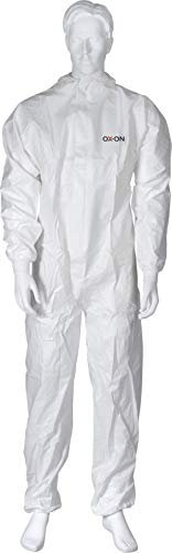 OX-ON HandschuhMan Coverall Schutzanzug gegen Chemie, Nuklearpartikel etc. - antistatischer Schutz-Overall PSA Kategorie 3, Typ 5 und 6 weiß (M)