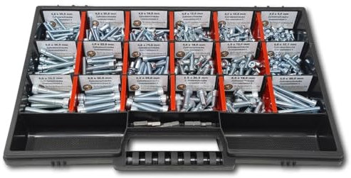 Zylinderkopfschrauben Sortiment M4-M5-M6 // 8mm-40mm 375 tlg. Schraubenbox DIN 912/ISO4762 Bolzen Vollgewindeschrauben Maschinenschrauben Gewindeschrauben Zylinderkopfschrauben