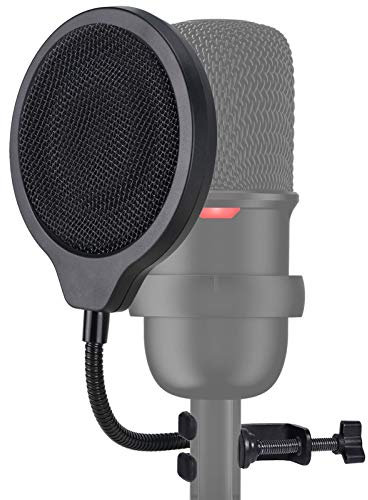 SoloCast Filtre anti-pop pour microphone HyperX SoloCast 10,2 cm 3 couches pare-brise avec clip flexible à 360° col de cygne SUNMON