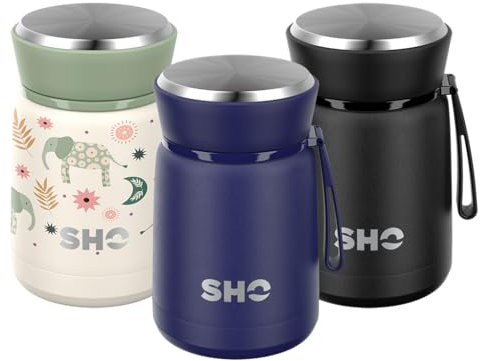 SHO Food Flask - Vacuum Insulated, Double Walled Stainless Steel Food Flask & Food Container - 10 Hours Hot & 20 Hours Cold - 530ml 800ml - BPA Free (Midnight Blue, 530ml)