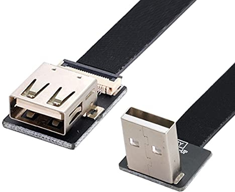 chenyang USB 2.0 Flachkabel, USB 2.0 Stecker auf Buchse 90 Grad nach oben abgewinkelt Ribbon Flex Datenübertragung Lade Verlängerungskabel Adapter 0.2M