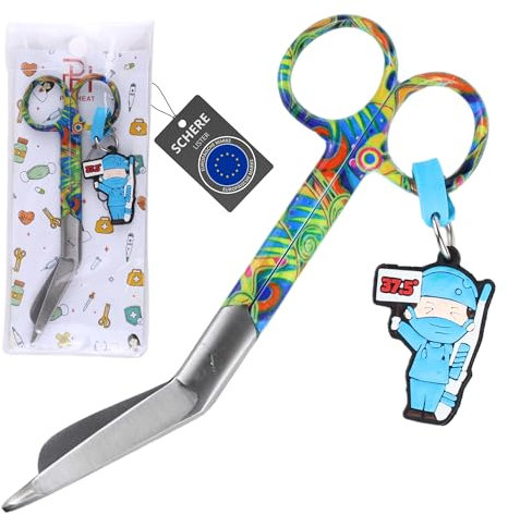 Ph Pro Heat Verbandschere Pflege für krankenschwester- Medizinische Schere aus Edelstahl - Erste Hilfe Schere mit Gravur – Verbandsschere Stumpfe Spitze.