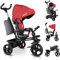 KIDIZ® Dreirad 5in1 Kinderdreirad mit Schubstange Lenksystem Stange ab 1 Jahr, Jogger vorwärts und Rückwärtsfahrt,Korb Tasche Getränkehalter Sonnendach Gummiräder Buggy Fahrrad Baby Klappbar, Rot
