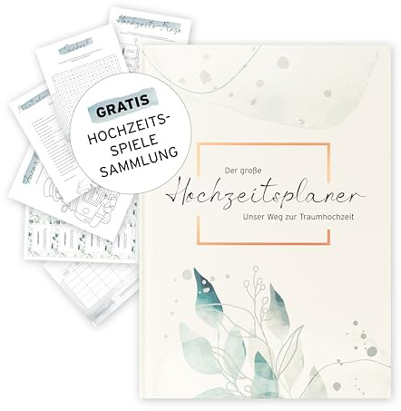DESIGN WUNDER Hochzeitsplaner Buch Din A4 inkl. Roségold Prägung auf der Titelseite - Unser Weg zur Traumhochzeit -Wedding Planner – 120 Seiten für den großen Tag in Premium Papierqualität