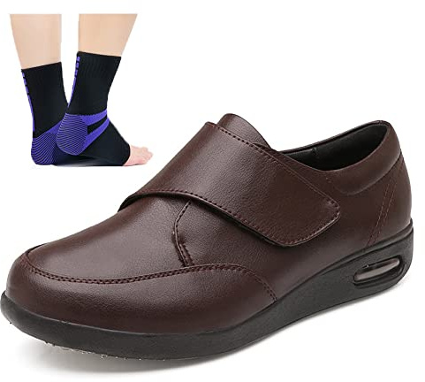 Aocase Zapatos Ortopédicos Diabéticos Edema Piel Zapatos Ancianos Pies Hinchados Fascitis Plantar Zapatillas Al Aire Libre Juanetes Zapatillas Cojín de Aire para Caminar,Marrón,42EU