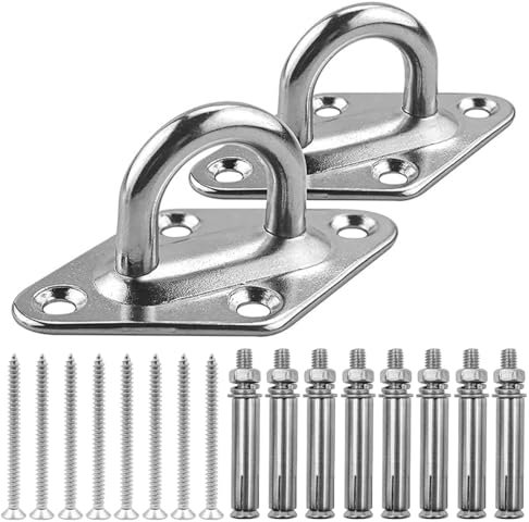 ZONADAH Juego de 2 ganchos de acero inoxidable de alto rendimiento, soporte de pared para hamaca, un total de 18 unidades, ganchos colgantes de techo para exteriores, columpio, saco de boxeo,