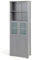 LIFEZEAL Armario Alto, Armario Independiente de Suelo con 4 Puertas, Gabinete con Estantes Ajustables, Mueble Organizador con 2 Puertas de Vidrio Templado para Baño, Cocina, Salón (Gris)
