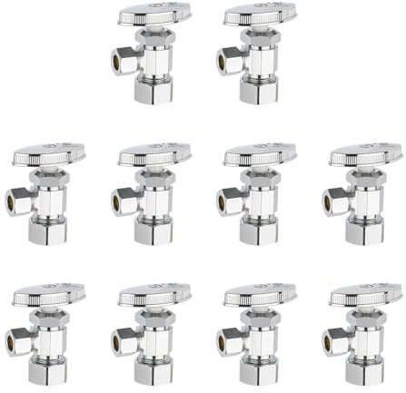 (Pack of 10) EFIELD Multi-Turn Angle Stop Valve 1/2 Nominal (5/8 OD) Compression x 3/8 OD, LF Brass Chrome Plate,(VALVE362-10PCS)