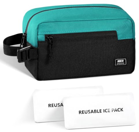 MIER gefrierbare Kühltasche klein 3L, Lunchbag, Snackbox, Blau/Schwarz | Nach dem Vorfrieren direkt befüllen, kompakt faltbar, 0,28 kg leicht, für Rucksack, Reise und Büro