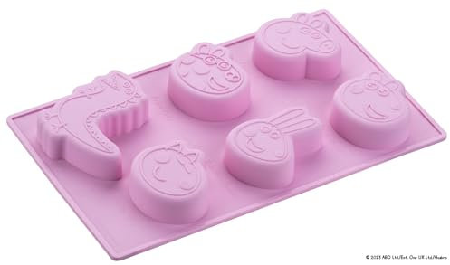 Dr. Oetker Peppa Pig Molde de Silicona para Mini Pasteles, Diseño Peppa y Amigos, Molde de Horno de Silicona Platino, Resistente al calor y Ácidos, Apto para Lavavajillas, 30x17x2 cm, 1 ud.