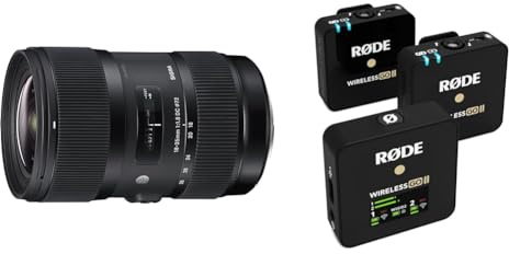 Sigma 18-35mm F1,8 DC HSM Art Objektiv für Canon EF Objektivbajonett & RØDE Wireless GO II Ultrakompaktes Kabelloses Zweikanal-Mikrofonsystem