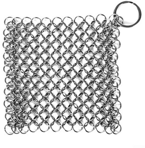 Hasaller Cast Iron Cleaner Stainless Steel Scourer 10x10cm Scrubber Scrubbing Sponge for Skillet Griddles Cast Iron Pans Grills Dutch Ovens