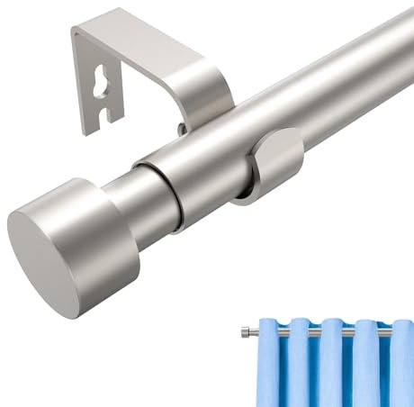 Curtain Poles, New Upgraded Metal Reinforced Curtain Pole, Extendable 40 To 190cm, Curtain Pole With Brackets Fittings Set For Living Room, Bathroom, Bedroo Windows&Door (Silver,16-75Inches)