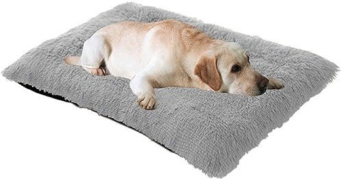 Großes Hundekissen mit rutschfester Unterseite, Anti-Angst-Haustierkissen für mittelgroße und kleine Hunde und Katzen, Hundehütte und Decke, 100 x 70 x 10 cm, Grau