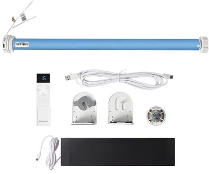 Matter Thread Akku-Rollo-Motor, MT25B wiederaufladbarer motorisierter elektrischer Lampenschirm, Matter-fähige App/Timer/Sprachsteuerung, Solarpanel-Rollschirm-Röhrenmotor für 38-mm-Rohr (mit 16