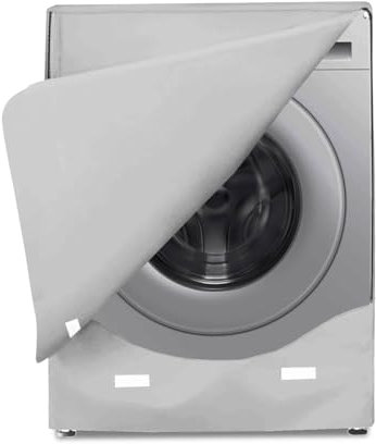 AWNIC Funda Lavadora Exterior Impermeable, 60x64x85cm Funda con Apertura Frontal para Cubre Lavadora, Funda Secadora Exterior Cremallera que Protege del Sol y del Polvo, Plateada