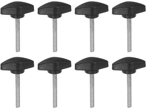 QUARKZMAN 8 Stück Rändelschraube Flügelschrauben Kunststoff T-Flügelknöpfe M5 x 40 mm Metrische männliche Gewindestifte T-Kopf Kunststoffknöpfe Daumenschrauben Daumenschraube, Schwarz