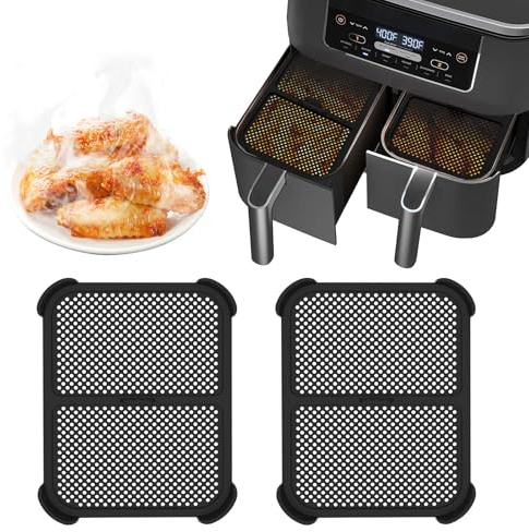 Heißluftfritteuse Spritzschutz Kompatibel für Ninja AF400EU & AF451EU | 2 Stück wiederverwendbarer Silikonschutz für Heißluftfritteuse, Zubehör für Ninja Air Fryer
