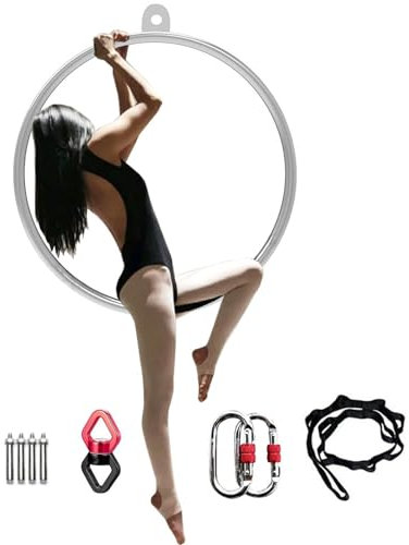 Aerial Hoop-Set für Yoga für Erwachsene und Kinder, großer Hoop-Ring zum Tanzen im Heim-Fitnessstudio, einpunktiger Yoga-Hoop-Reifen aus Metall für Gymnastik, akrobatische Gewichtsabnahme (Größe: