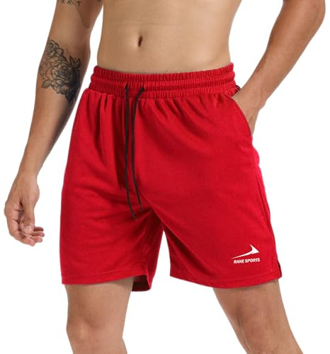 Short de Sport pour Homme - Léger, Respirant et à séchage Rapide, idéal pour la Course à Pied, Le Fitness et Les activités de Plein air. Rouge XL