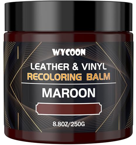 WYCOON Kit Riparazione Pelle Borgogna - Tintura Liquida, Vernice e Crema Colorante per Divani, Mobili, Sedili Auto, Scarpe, Giacca| Ripristina Pelle Graffiata e Sbiadita