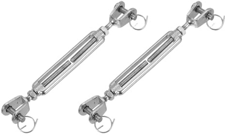 sourcing map 2Pcs M5(3/16) Jaw and Jaw Turnbuckles Wire Rope Tension, 304 Stainless Steel Turnbuckle Adjustable Cable Tensioner for Shade Sail, Clothesline, 660 lbs Working Load Limit