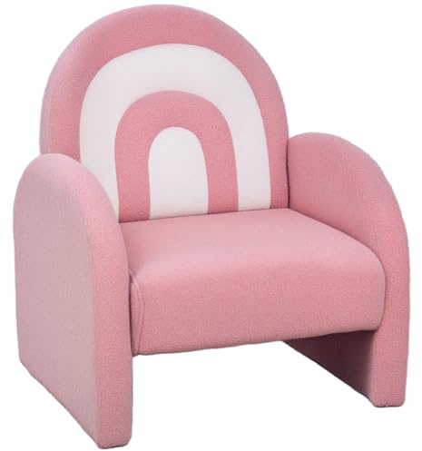 AIYAPLAY Fauteuil Enfants canapé pour Enfants en Forme d'arc-en-Ciel, Mini canapé en Tissu Pelucheux, pour garçons et Filles, Rose