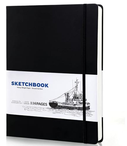 Skizzenbuch A4, Zeichenblock 200g/m² Skizzenpapier zum Zeichnen Zeichenpapier Skizzenblock für Künstler Studenten Malbegeisterte (58Blatt/116Seiten)