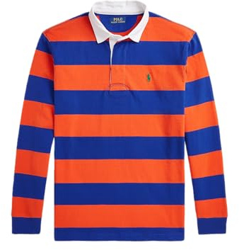 POLO RALPH LAUREN Mens The Iconic Rugby Shirt (US, Alpha, X-Large, Regular, Regular, Orange/Royal)