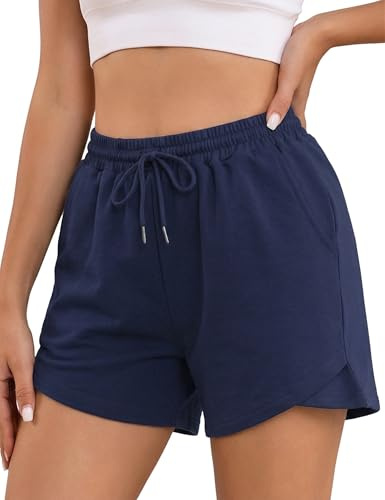 Litherday Short Sport Femme Été Bermuda Femme Short de Sport Femme avec Cordon Élastique et Poches pour Yoga Fitness Gym Jogging