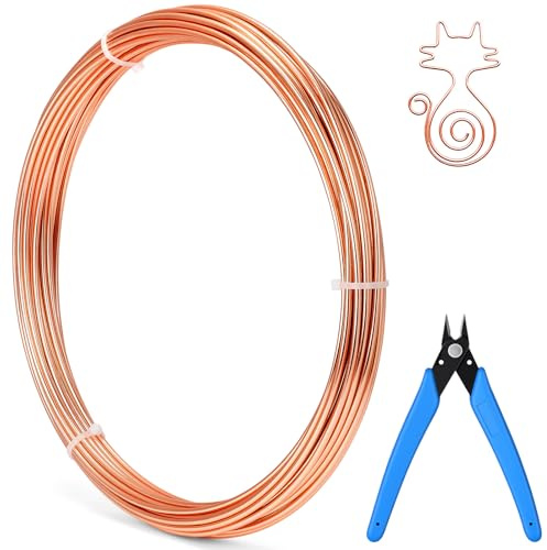 vsshe Fil d'Artisanat en Aluminium 3mm x 15m, Flexible Fil Aluminium Cuivre Sculpture, Fil Métallique avec Pince Coupante Pour Bijoux, Modelage, Sculpture, Loisirs Créatifs Et DIY(3mm x 15m)