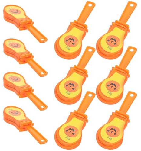 Veemoon 10pcs Halloween Hand Clappers Pumpkin Head Noisemakers Party Props Cheering for Festival and Football Fans