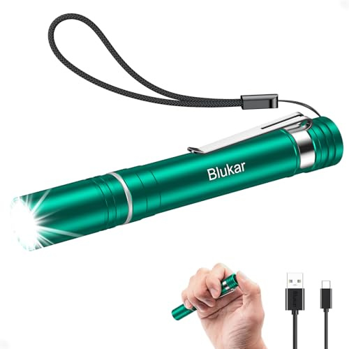 Blukar Torcia LED Mini Ricaricabile, Torcia Penna Tascabile con Clip