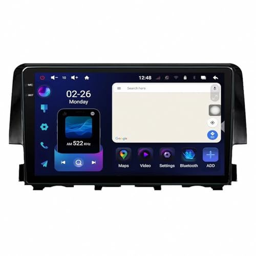 Autoradio Car Navigation per Honda Civic 10 FC FK 2015-2020 Telecamera di Backup, Stereo Auto con Navigazione Gps, Controllo Vocale, Schermo Touch, Bluetooth, 4 Nucleo 1G+32G