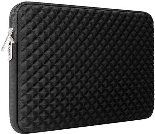RAINYEAR 15 Inch Laptop Sleeve Diamond Foam Shock Resistant Padded Case Fluffy Lining Cover Carrying Bag Compatible with 15.4 MacBook Pro/Air, Surface Laptop 3/4 15, New XPS 15 Touch (Black)