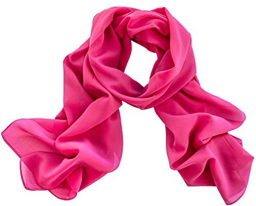 Dolce Abbraccio Damen Schal Stola Halstuch Tuch aus Chiffon für Frühling Sommer Ganzjährig Magenta Violett