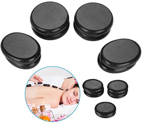 Set di pietre massaggio per oli essenziali, 16 pezzi Pietre Calde per Massaggio Rilassante, pietra calda naturale liscia nera basalto lavico per spa