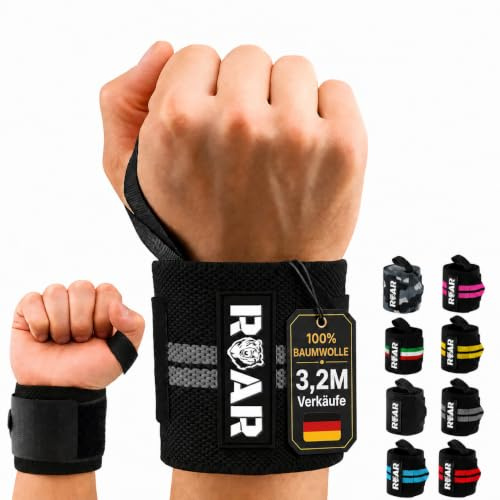 Roar® Muñequeras Deportivas (2 Unidades) – Muñequeras para Gimnasio, Crossfit y Fitness, Wrist Wraps Ajustables para Levantamiento de Pesas, Entrenamiento y Soporte de Muñeca Hombre Mujer