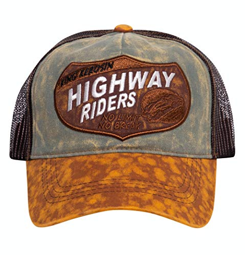 King Kerosin Herren Trucker Cap | Enzymwash | Stickerei Highway Riders, Grün, Einheitsgröße