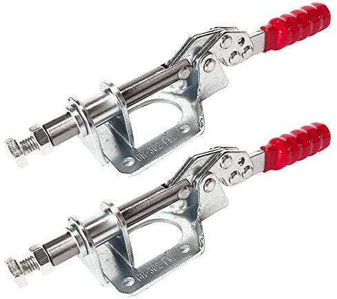 Kippklemme,Guador 2 Stück Push Pull Action Handwerkzeug Leichte Schnellspanner Werkzeug Schubstangenspanner mit waagrechter Grundplatte Anti-Rutsch Vertikale Clamp(136kgf))