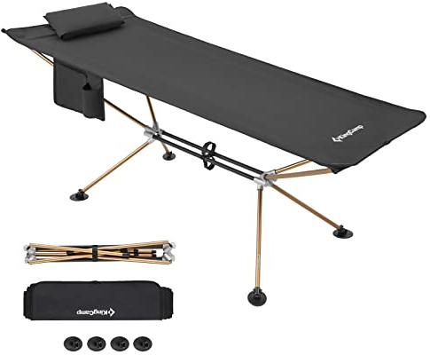 KingCamp Hammock with Stand, Portable Folding Large Oversized XL Heavy Duty Ultralight Lay Flat Sleeping Camping Cot with Carry Bag for Adult Outside Outdoor Backpacking Travel Patio Backyard, Black