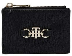 Tommy Hilfiger Damen Geldbörse Schwarz Minimalistisch Horizontal Polyurethan Reißverschluss 12 cm x 0,2 cm x 8 cm