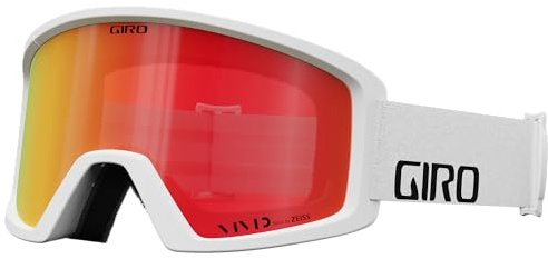 Giro Blok Ski Goggles - Snowboard Goggles for Men & Youth - White Wordmark Strap with Vivid Ember Lens