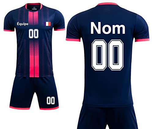 Maillot Football Enfant Homme Personnalisé Tenue Foot Enfant Adulte avec Numéro l'équipe du Nom Maillot Personnalisé Homme