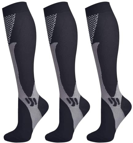 Evolyline 3 Paar Kompressionsstrümpfe Damen Herren, 15-25mmHg Stützstrümpfe | Kompressionssocken Hoch Komfort Thrombosestrümpfe für Sport Laufen Flug Reise Fahrrad Radsport